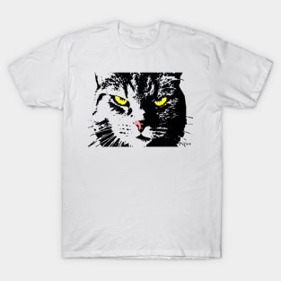 ANGRY CAT POP ART - BLACK WHITE YELLOW TRASPARENT T-Shirt